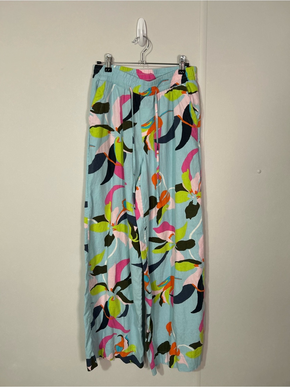 a new day Pastel Blue Floral-Print Wide Leg Pants